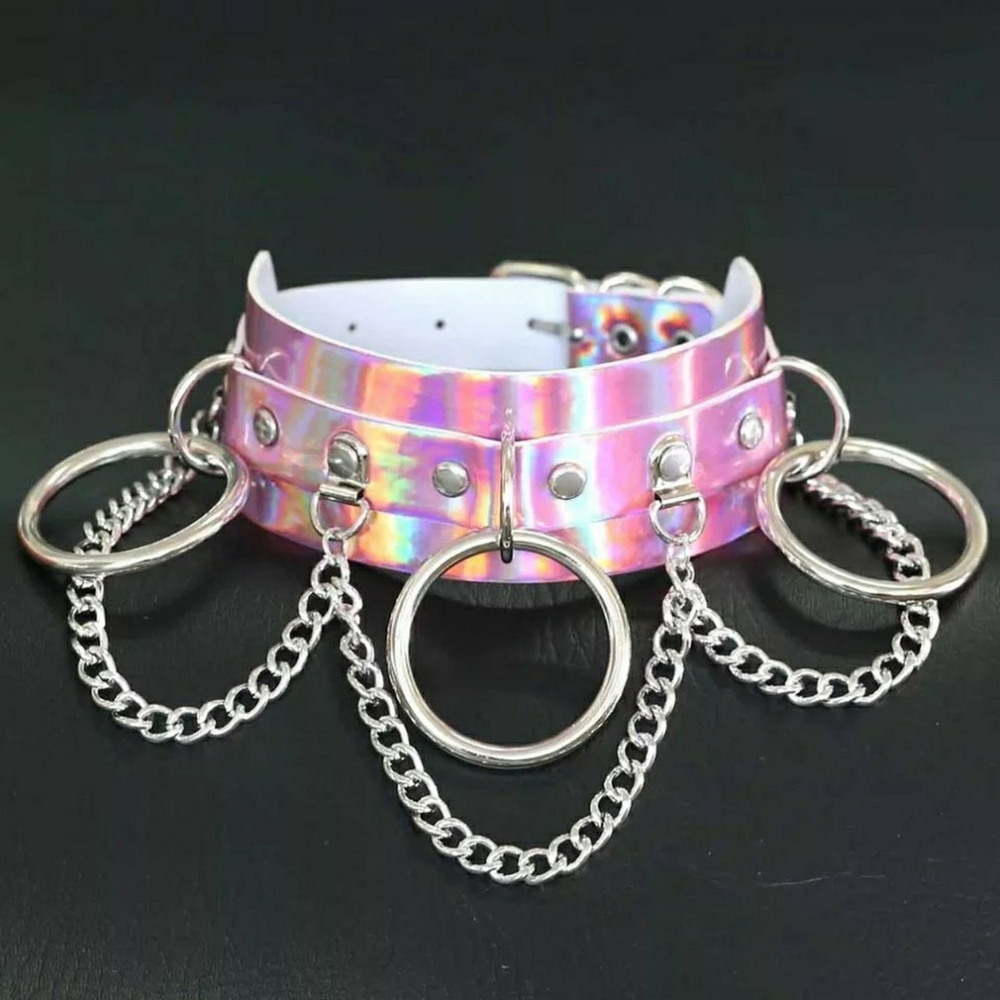 Lovely iridescent pink rave lolita choker
